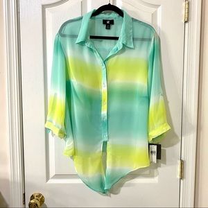 IZ Beyer Sheer Green & Yellow Top